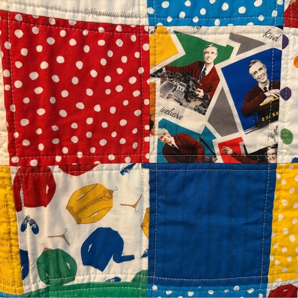 Handmade Mister Rogers Neighborhood One of a Kind Patchwork Quilt Back to School - Picture 4 of 14